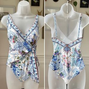 Camilla Paint Me Positano Wrap-Tie One-Piece Swimsuit Swimsuit Crystal Bling $31